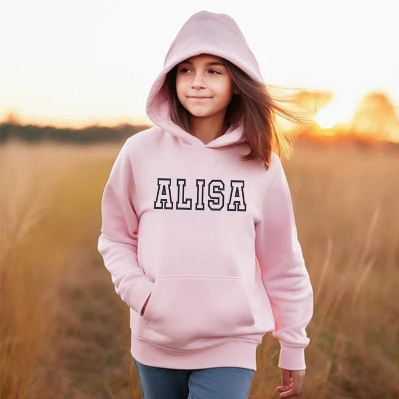 Personalized Kids Embroidered Hoodie Custom Line Name Gift For Children