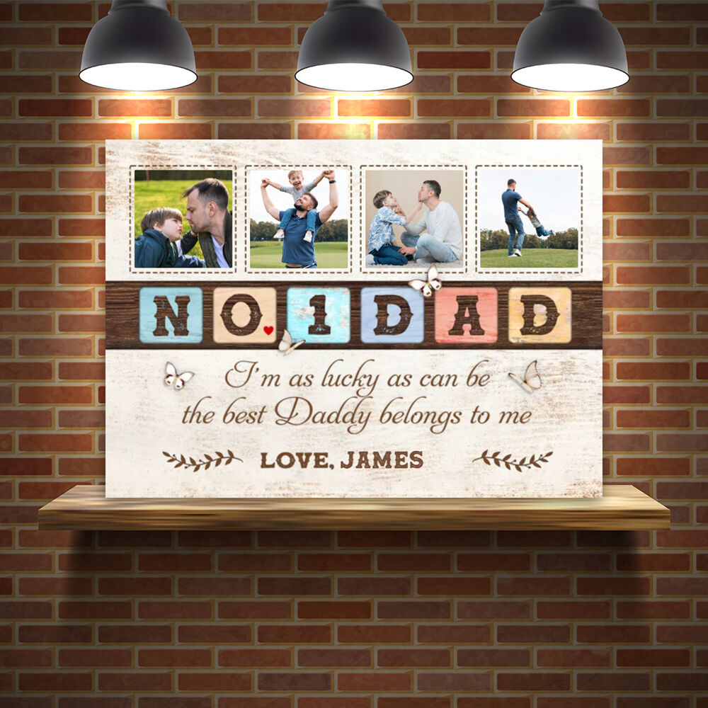 Personalized Picture Canvas Wall Art with Butterflies Pattern Interesting Gift for Dad