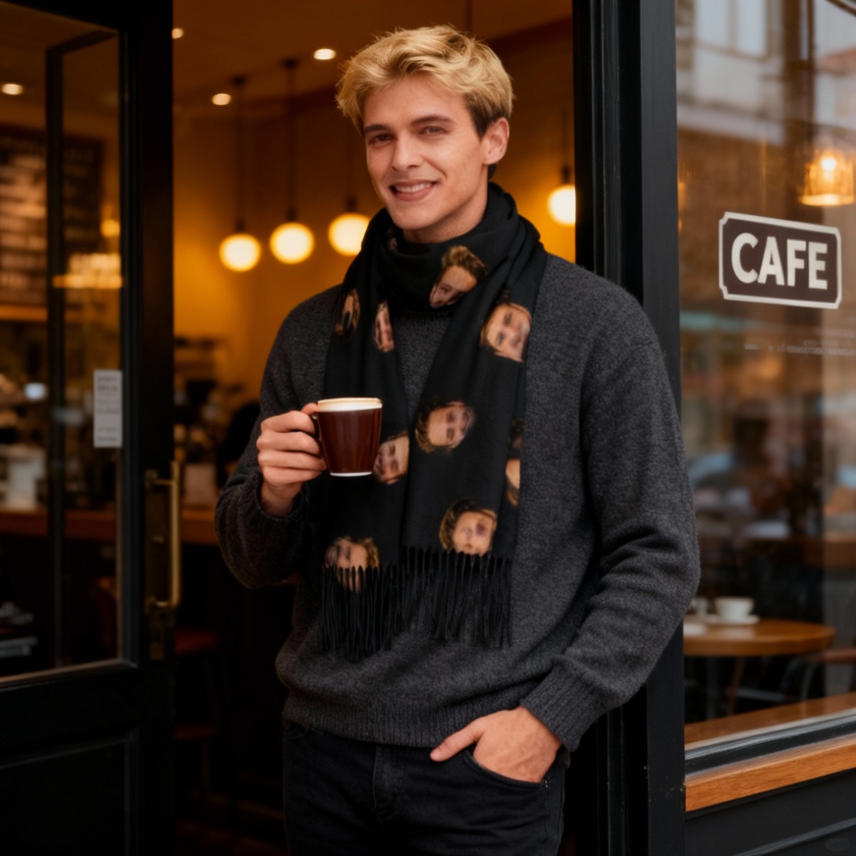 カスタマイズ 写真入れ 顔写真 スカーフ ストール 大判