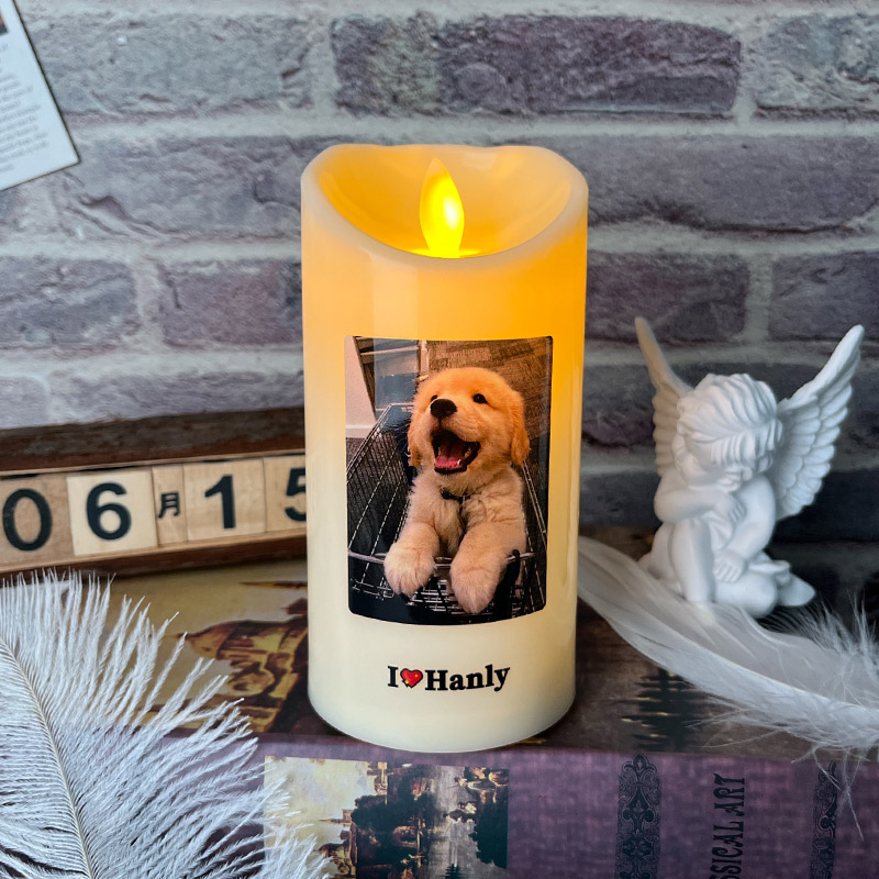 カスタマイズ ペット 犬 猫 led キャンドル ホルダー 写真入れ 名前