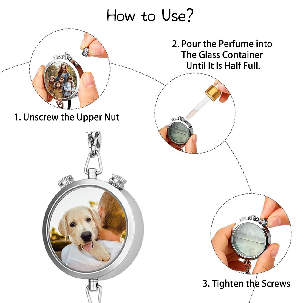 Customized Car Perfume Box Pendant with Photo Car Accessories Rear View Mirror Charm for Her