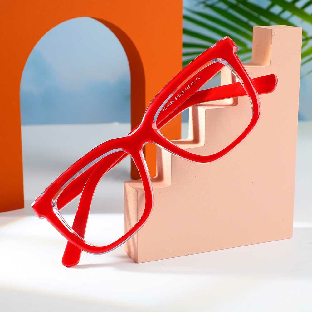 Prudence Quadratische Rote Brille