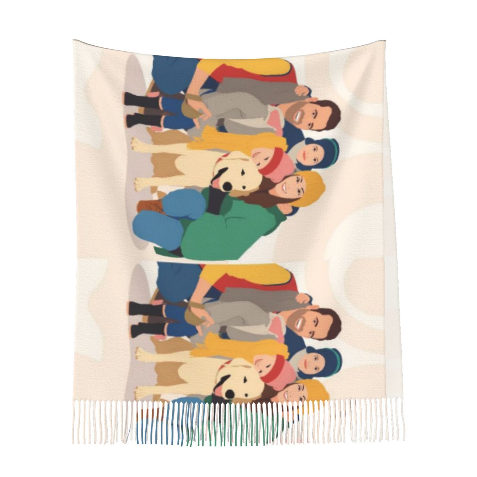 Op maat gemaakte sjaal met familiefoto in cartoonstijl Wintersjaal Kerstcadeau voor papa