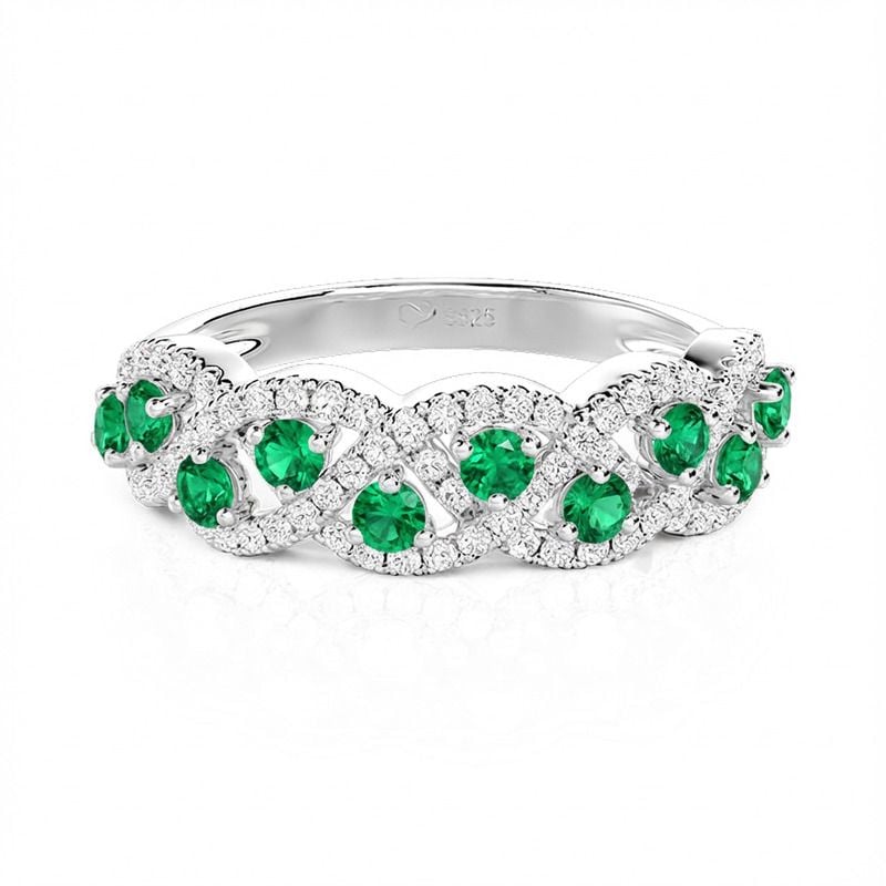 Jeulia Custom Twisted Woven Ring with Birthstone Sterling Silver