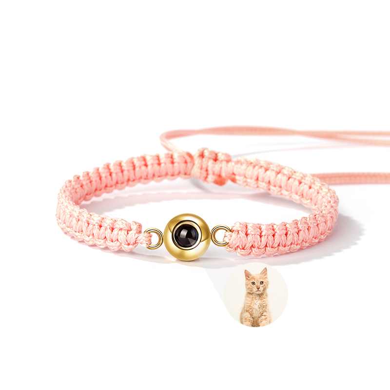 Personalized Braided Pink Rope Photo Projection Bracelet Sweet Cool Gift