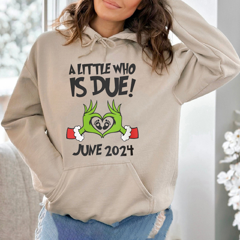 Personalized Hoodie A Little Who Is Due Pregnancy Announcement Creative Warm Gift for Her Mom
