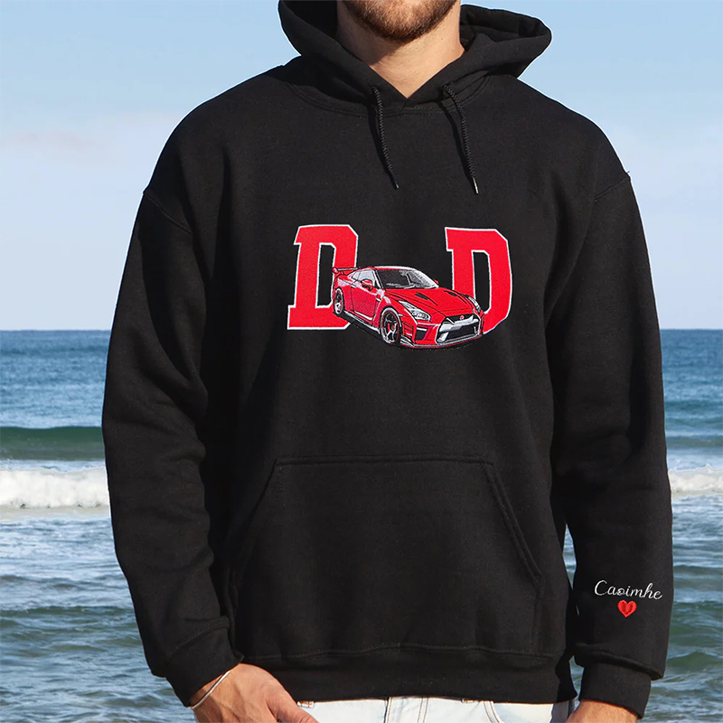 Personalized Hoodie Embroidered Custom Car Photo with Cool Dad Design Attractive Father's Day Gift
