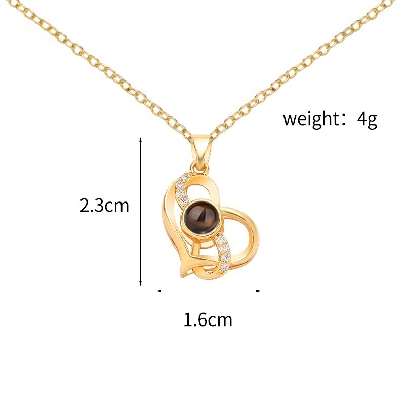 Personalized Love Projection Picture Necklace with Diamond Gift for Mom