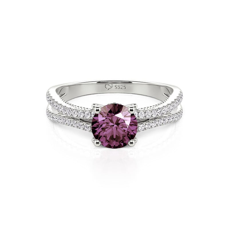 Jeulia Custom Birthstone Promise Ring Split Shank Pavé