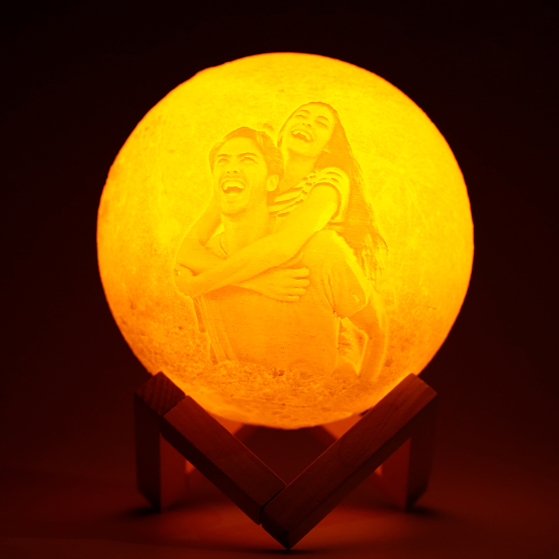 Lámpara luna 2 Colores Táctil en 3D foto personalizado(10cm-20cm)