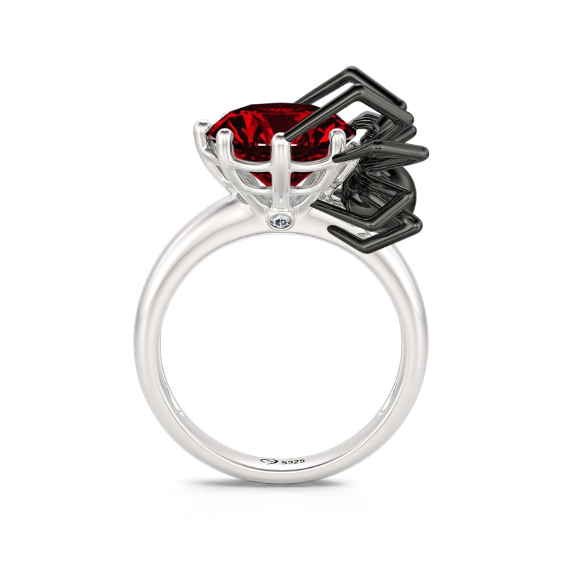 Jeulia Hug Me "Black Widow" Spider Round Cut Sterling Silver Ring