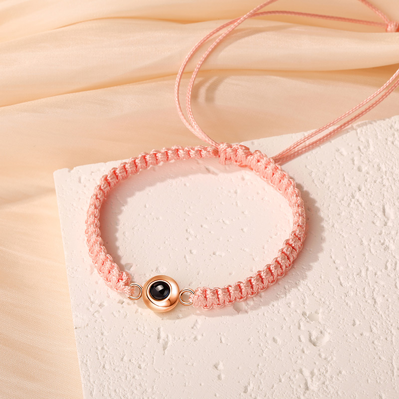 Personalized Braided Pink Rope Photo Projection Bracelet Sweet Cool Gift