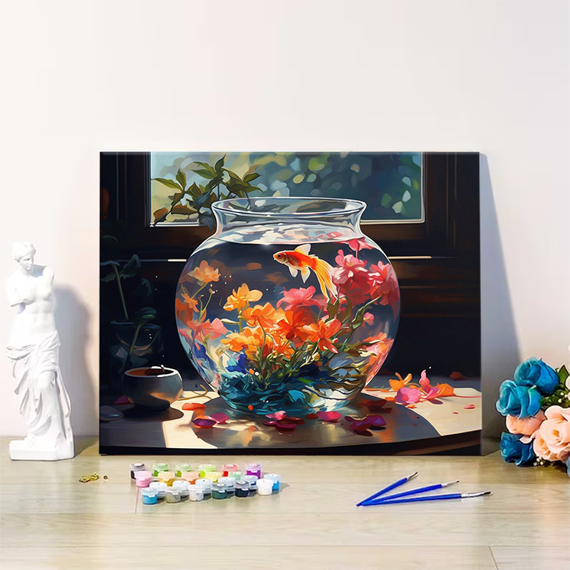 数字 塗り絵 油絵風 美術品 金魚 デジタル DIY絵 インテリア