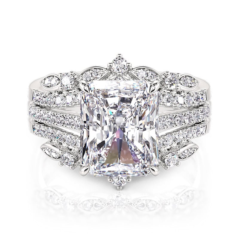 Jeulia Interchangeable Eternity Ring Set Radiant Cut Sterling Silver