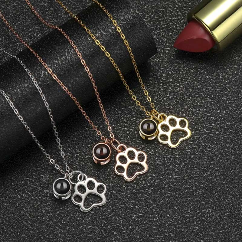 チタンスチール 肉球 ネコ 猫 投影 写真 写真入り ネックレス