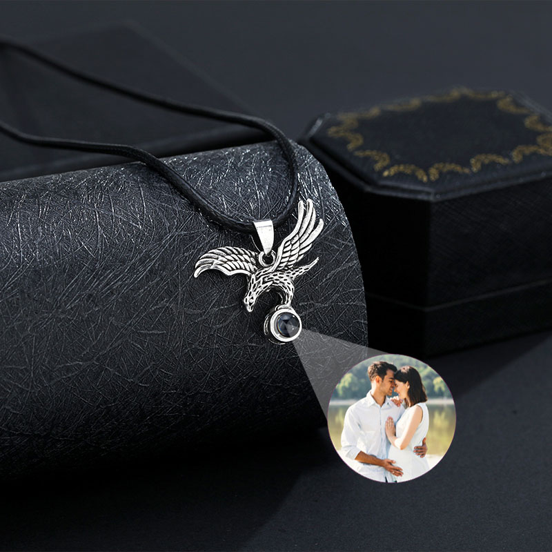 Personalized Eagle Photo Projection Men's Necklace for Him