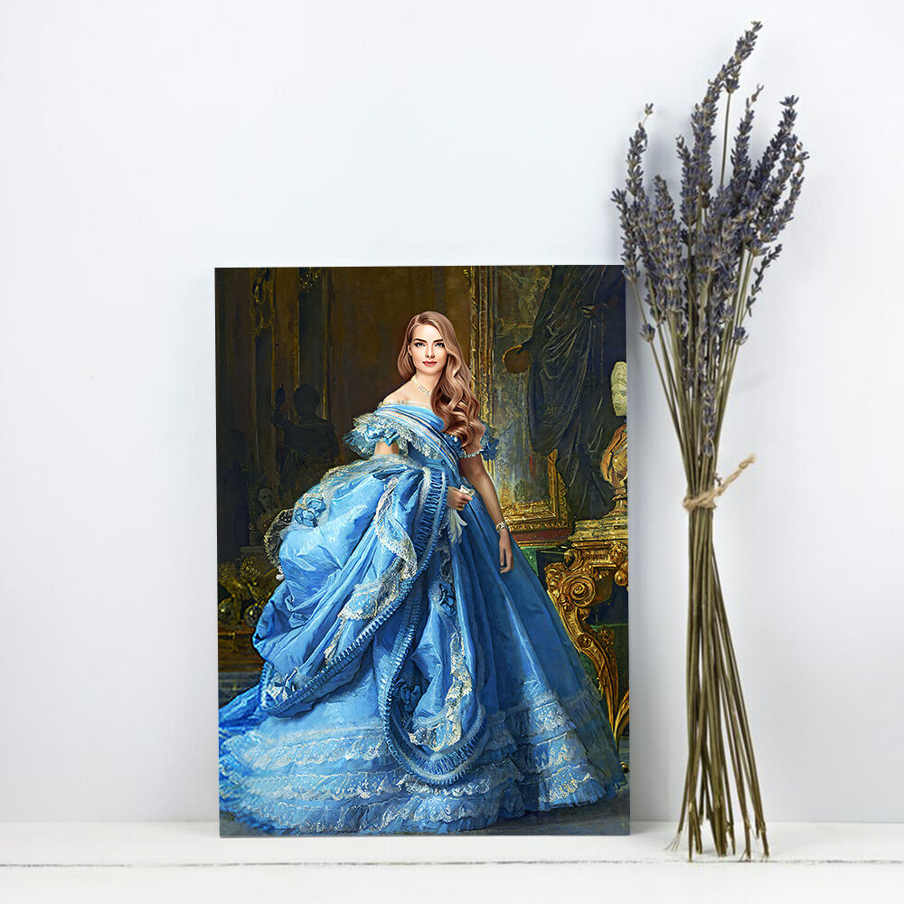 "The Sapphire Queen" Customized Head Photo Royal Frame as a Gift for Her