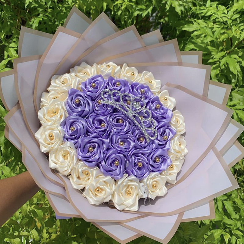 Handmade Satin Rose Bouquet Romantic Valentine's Day Gift For Girlfriend