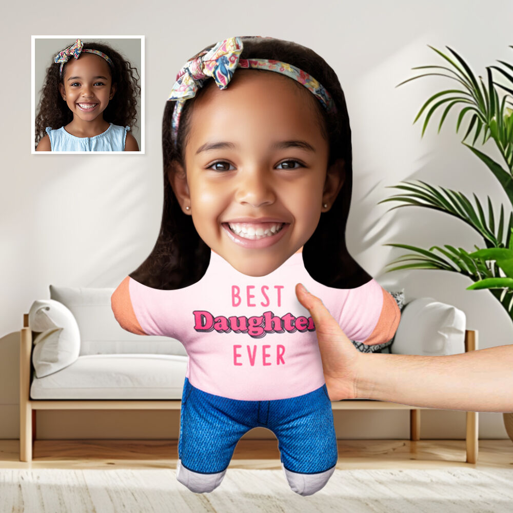 "Best Daughter Ever" Personalized Face Pillow Idea Picture Cushion Gift for Kid