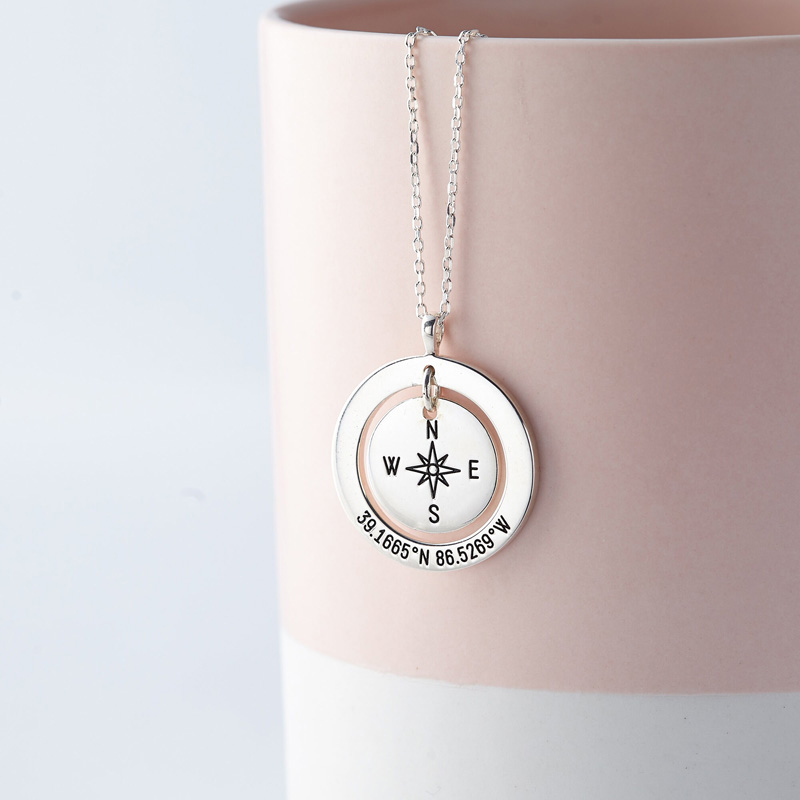 Custom Coordinates Necklace Latitude Longitude Jewelry Graduation Gift for Anniversary