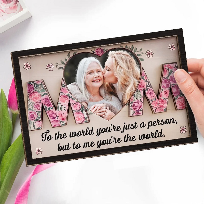 Personalized Photo Frame Mom You're The World To Me Blooming Flowers Design Exquisite Mother's Day Gift