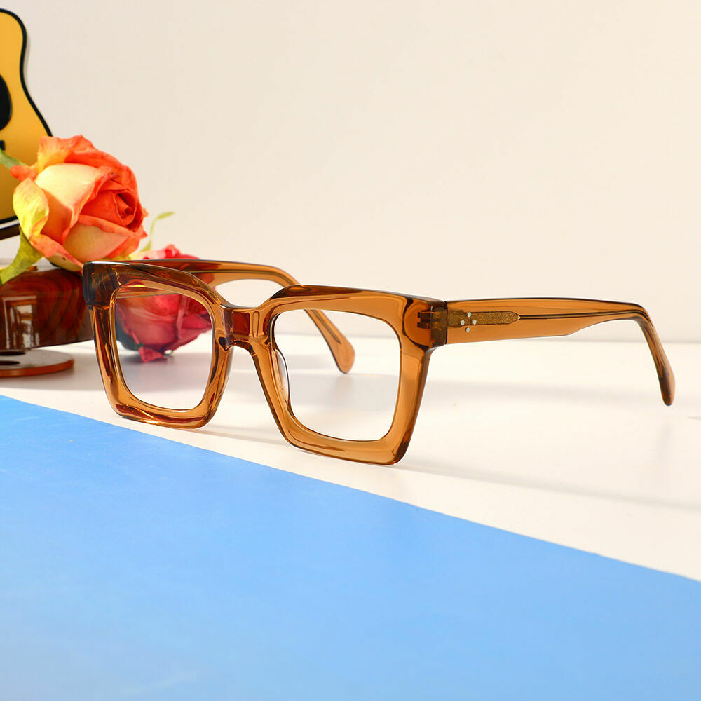 Steward Square Orange Glasses