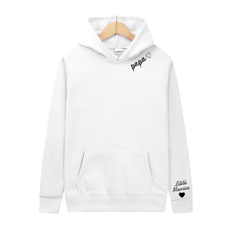 Sweat à capuche personnalisé avec inscription du nom et de la date pour la fête des pères