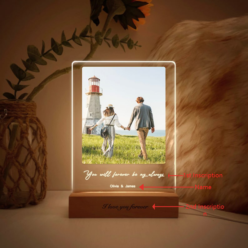 Personalized Picture Acrylic Lamp Interesting Present for Couples