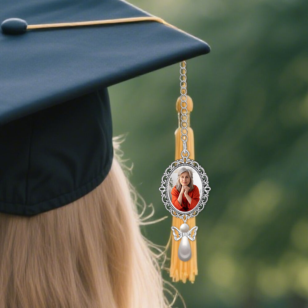 Custom Graduation Tassel Charm Photo Tassel Angel Charm Memorial Graduation Gift for Friends