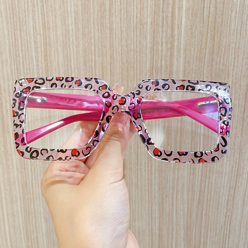 Bron Square Pink Leopard Glasses