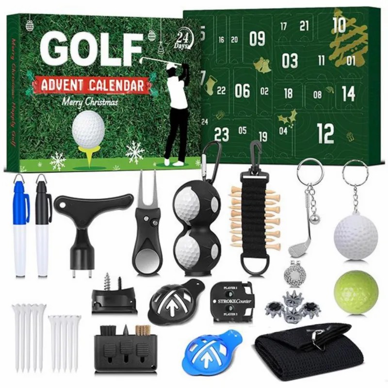 Calendario de Adviento de Herramientas de Golf, Caja Sorpresa de Regalos de Navidad para Aficionados al Golf