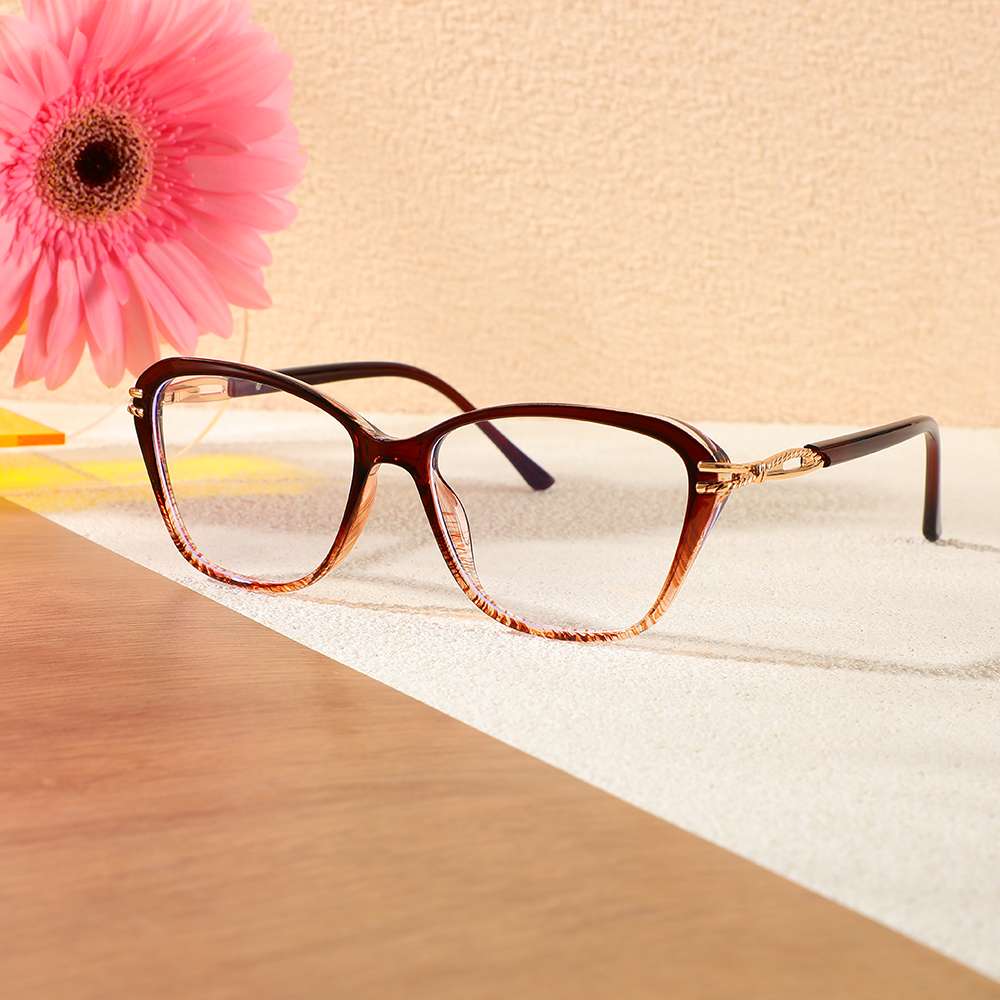 Edwii Cat Eye Braune Brille