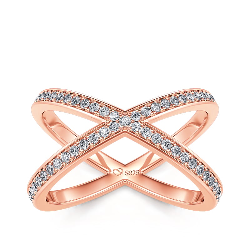 Jeulia X Shape Crossover Sterling Silver Ring