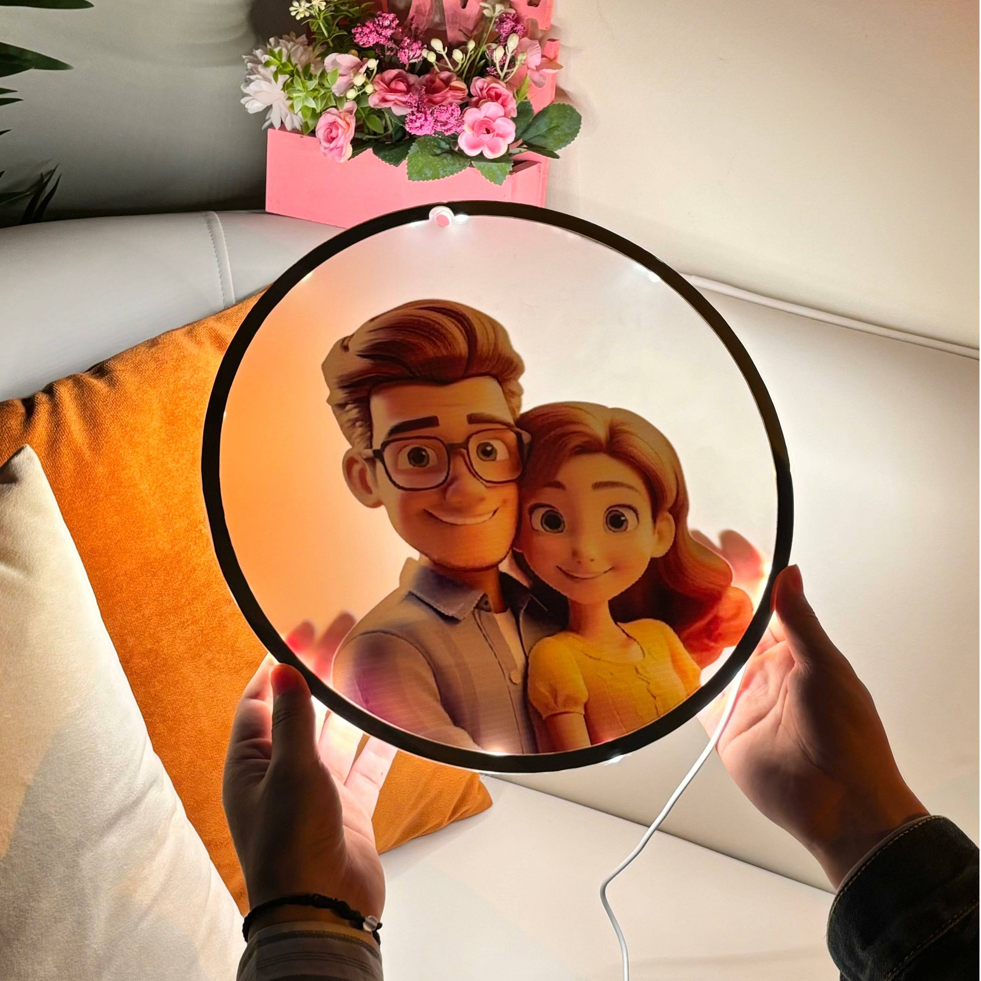 Personalized Cartoon Style Photo Night Light Romantic Gift For Valentine's Day