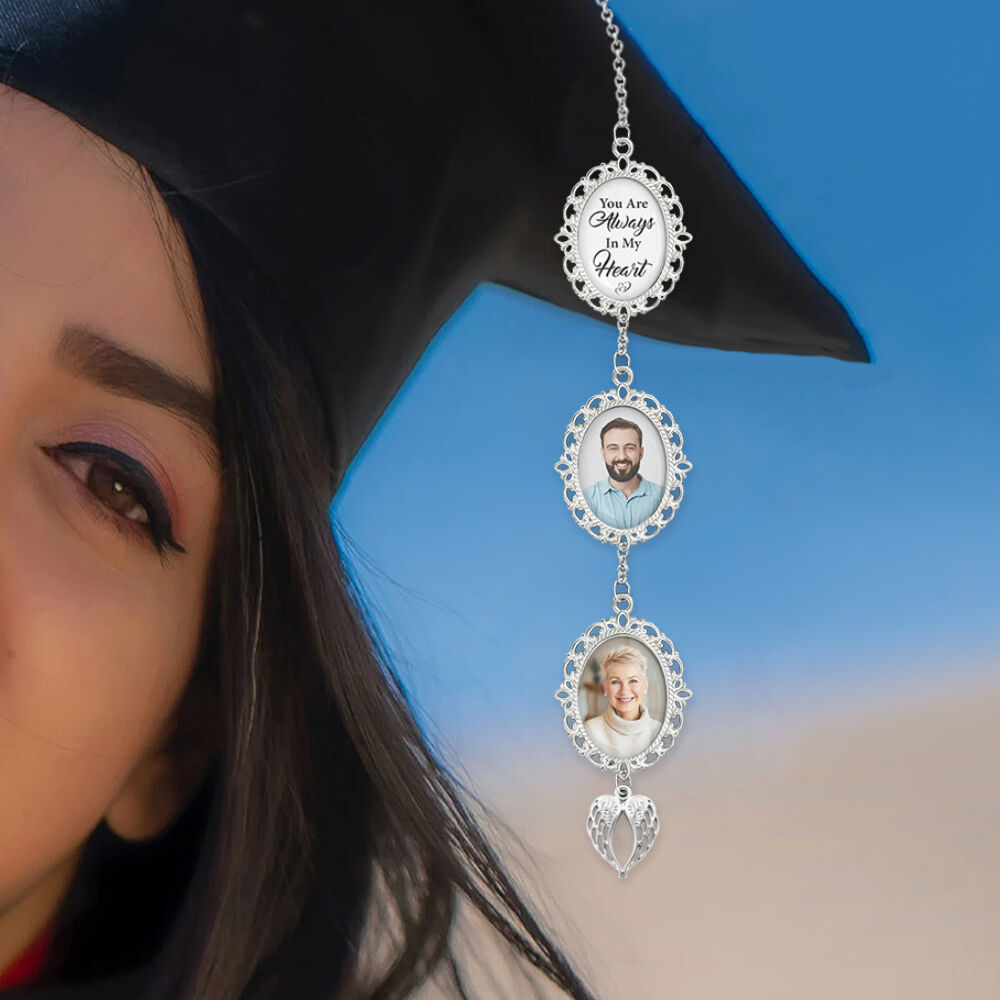 "You Are Always in My Hear" Personalized Graduation Tassel Photo Charm Memorial Gift for Loved Ones