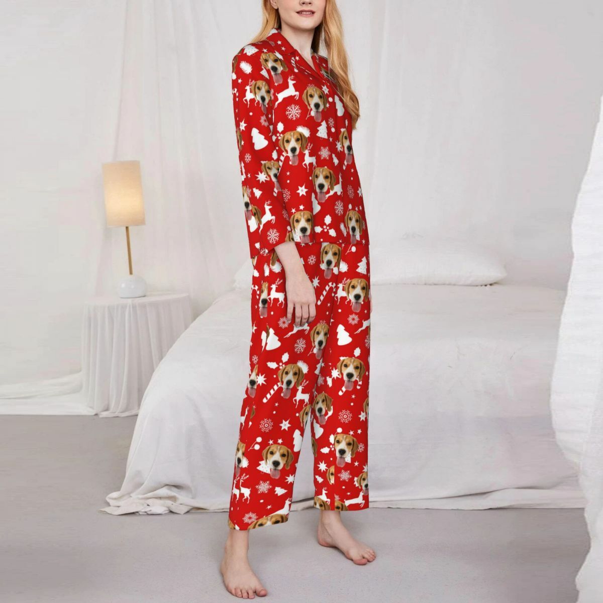 Pyjama personnalisé Photo personnalisée Éléments de Noël Conception d'icône mignonne Cadeau attrayant pour elle