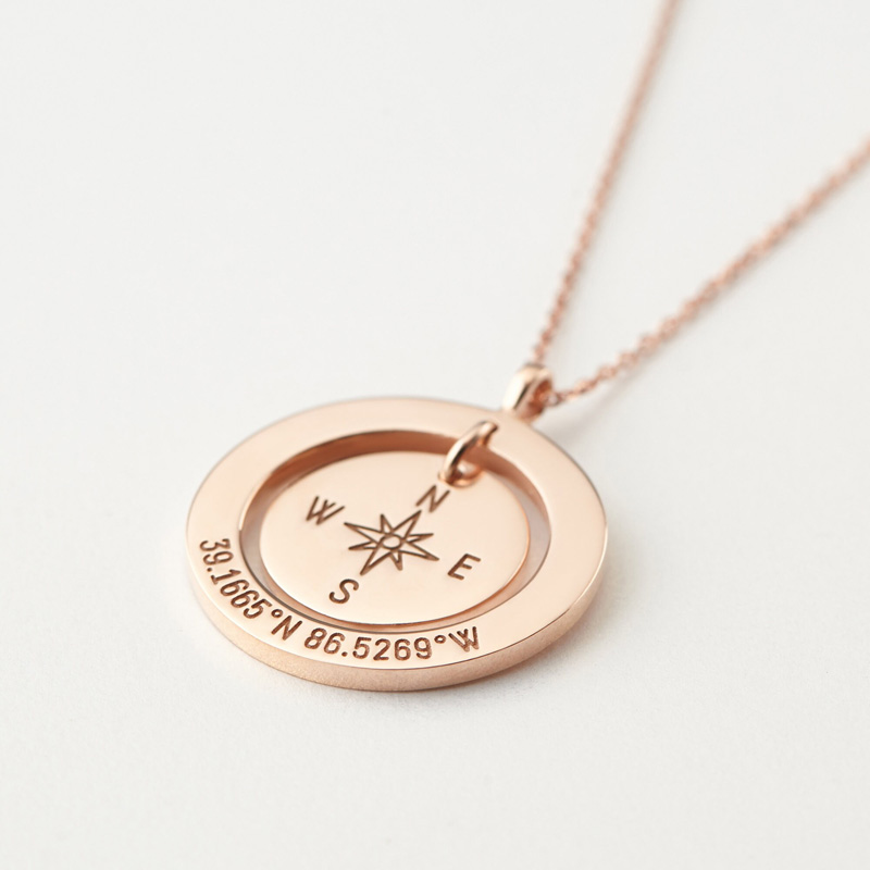 Custom Coordinates Necklace Latitude Longitude Jewelry Graduation Gift for Anniversary