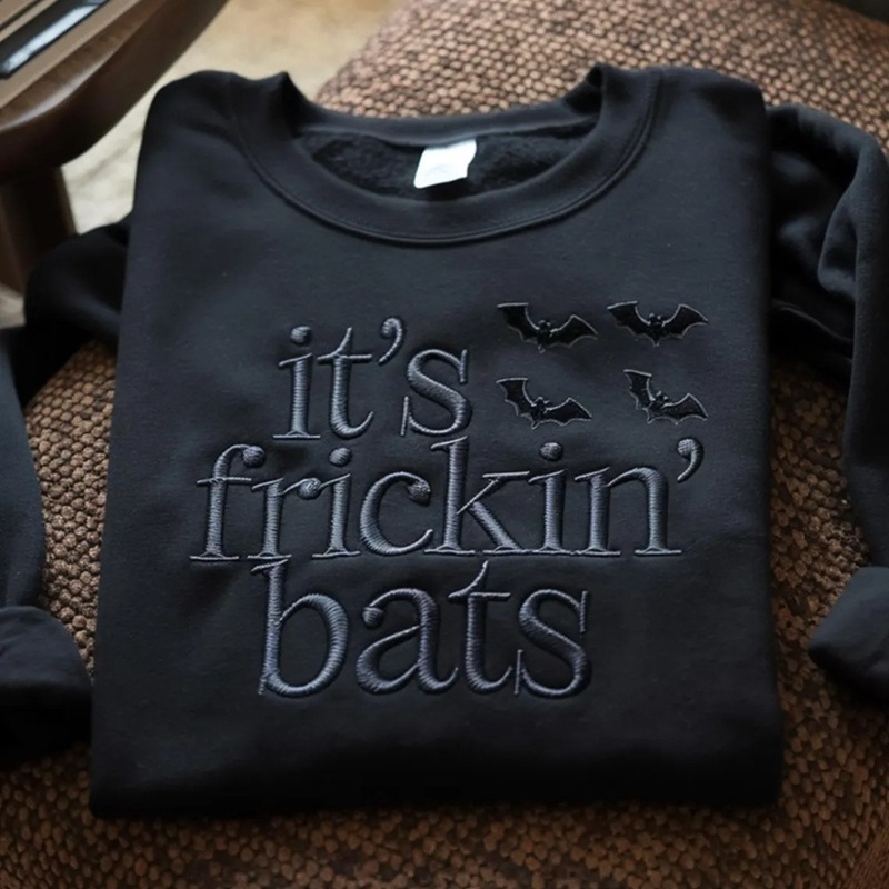 Personalized Sweatshirt Embroidered It's Frickin' Bats Funny Design Halloween Gift for Friends