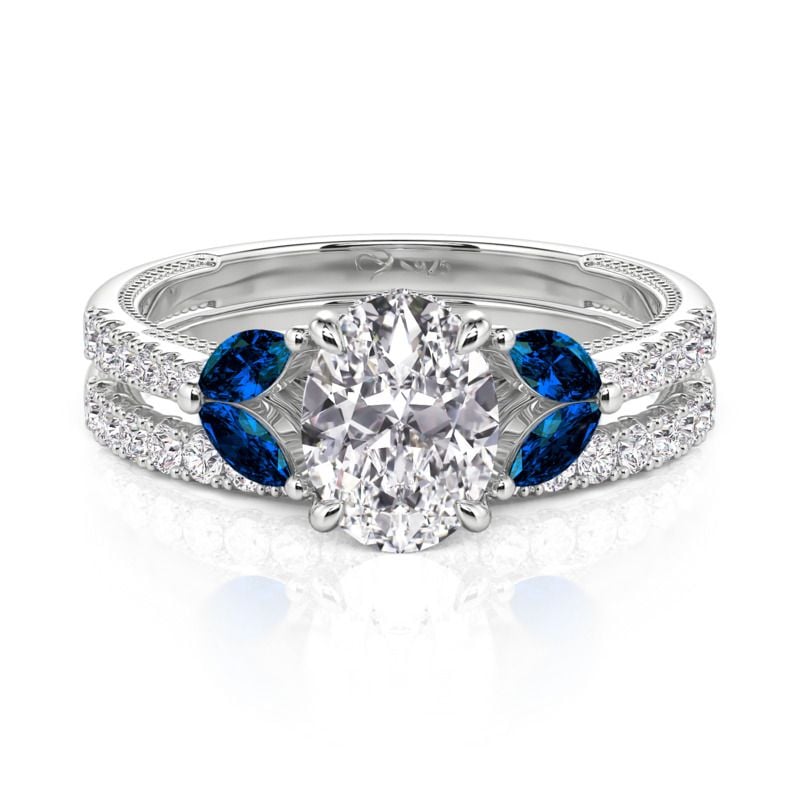 Jeulia Classic Oval Cut Engagement Ring Set Sterling Silver