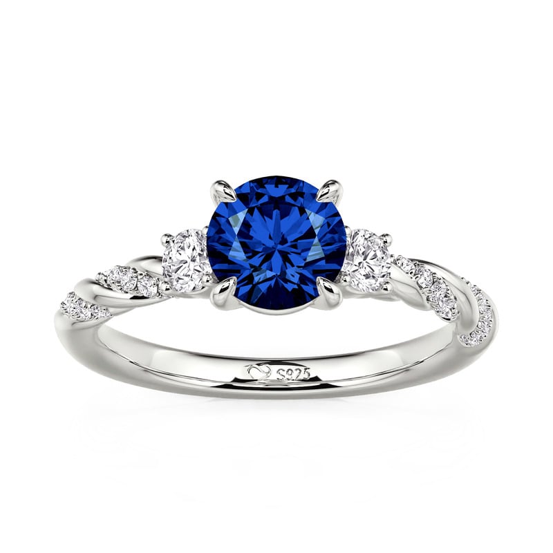 Jeulia Custom Three Stone Twisted Birthstone Engagement Ring
