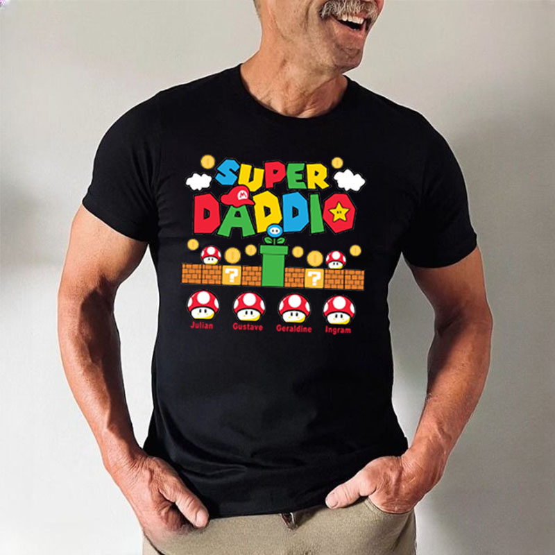 Personalized Mario T-shirt with Custom Name Special Gift for Super Daddy