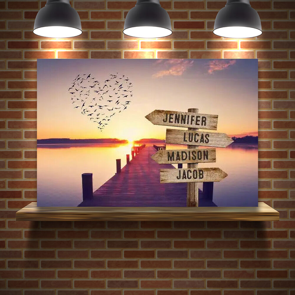 Personalized Name Canvas Wall Art Beautiful Sunset Best Present for Family
