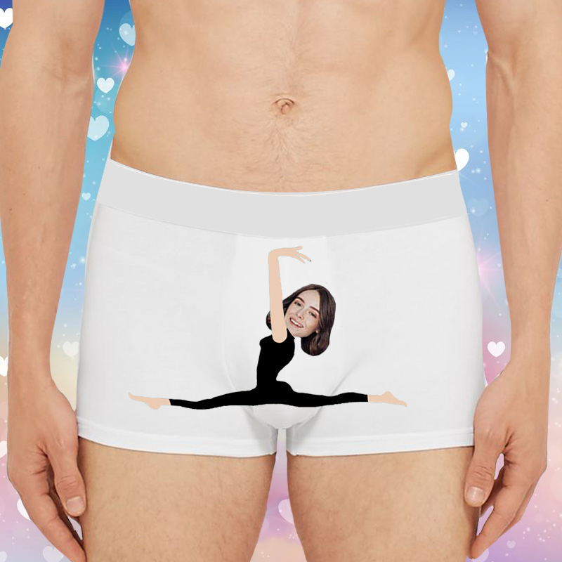 Personalized Photo Men's Underwear Boxer Briefs with Yoga Girl Pattern Funny Present for Boyfriend