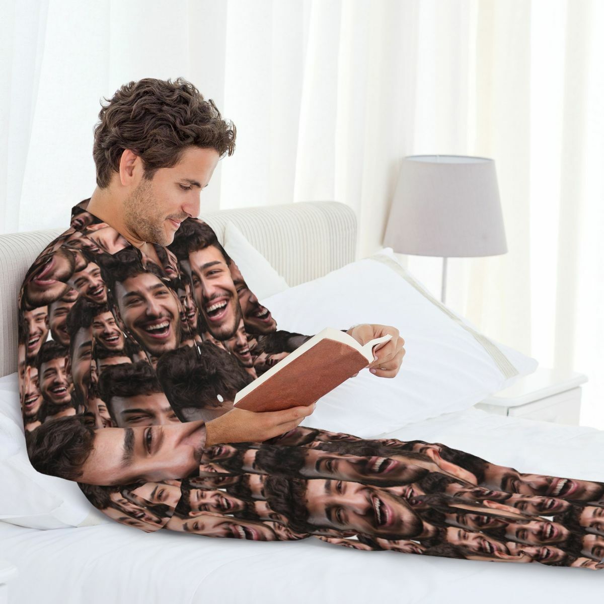 Pigiama personalizzato Foto personalizzata della testa Set completo Disposizione Design Regalo unico e divertente per la persona cara