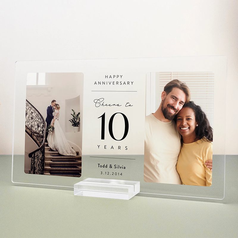 Personalisiertes Acryl - Tafel Individuelle Fotos Alles Gute zum Jubiläum Sinnvolles Geschenk für Paare
