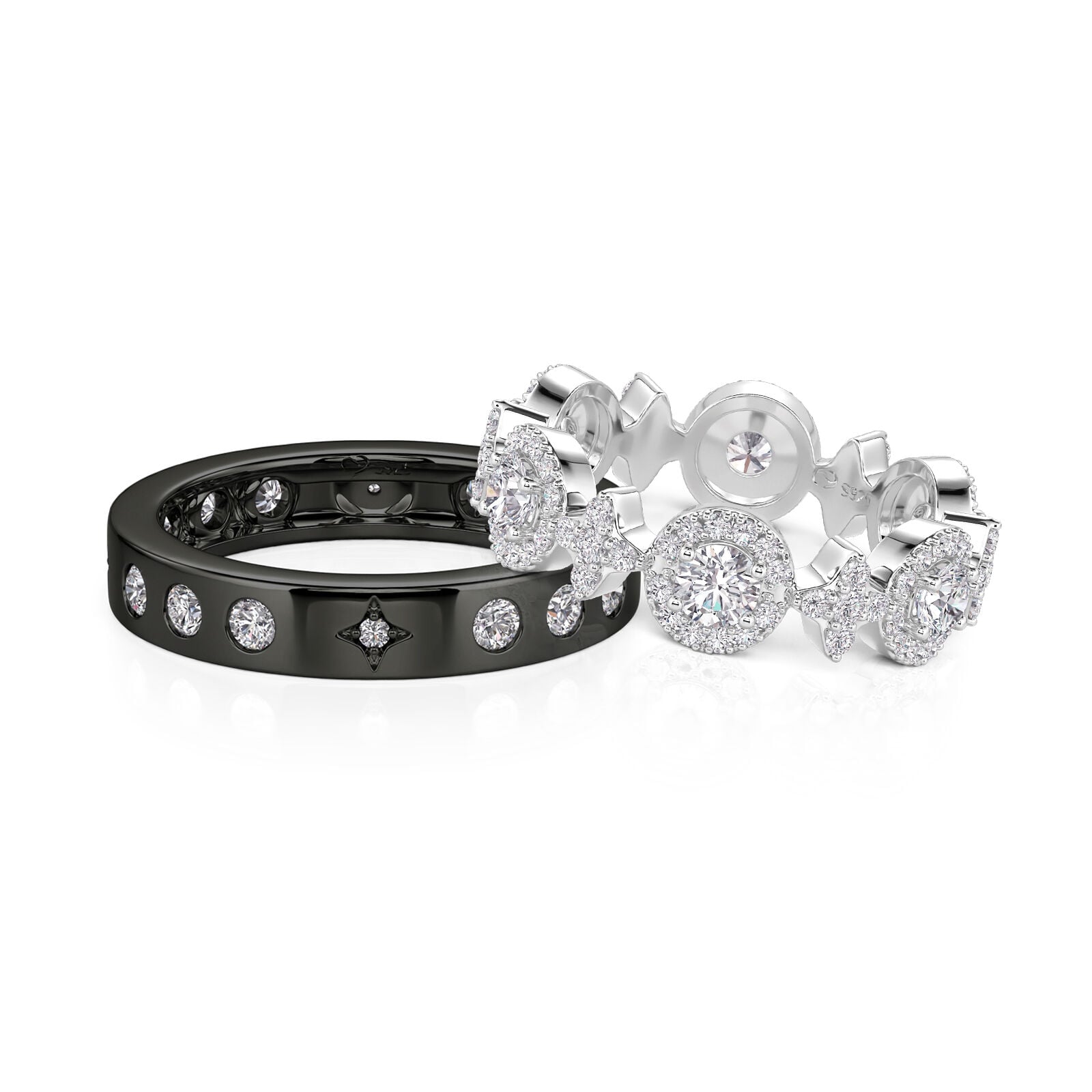 Jeulia Celestial Star Couple Rings Sterling Silver