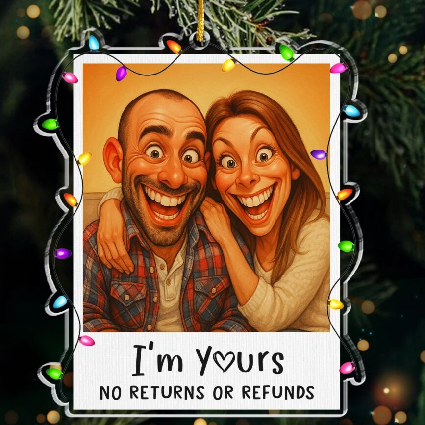 Personalized Cartoon Style Photo Hanging Christmas Gift for Couples