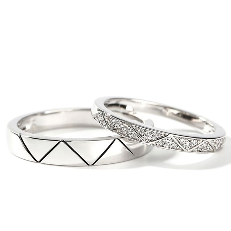 Jeulia "I Love You More Than Once" Sterling Silver Couple Rings