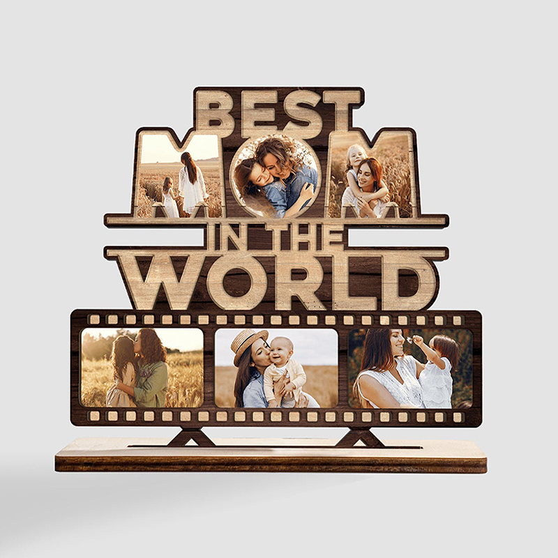 Personalized Picture Frame Best Mom In The World with Film Design Creative Gift for Mother's Day