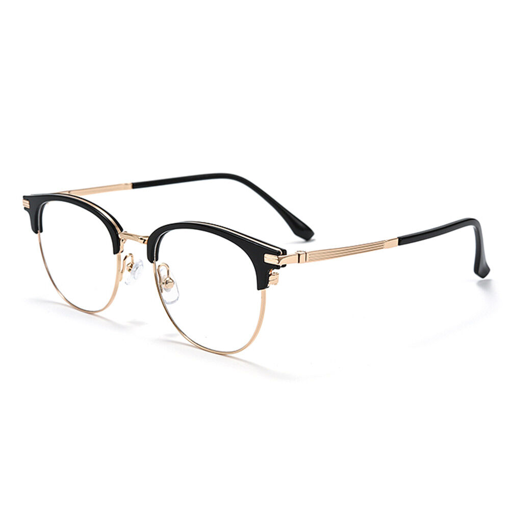Harla Browline Black Gold Glasses